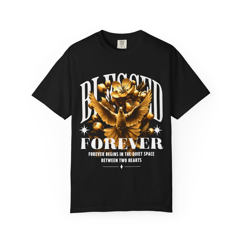Blessed Forever™ Graphic T-Shirt — Gold Dove & Floral