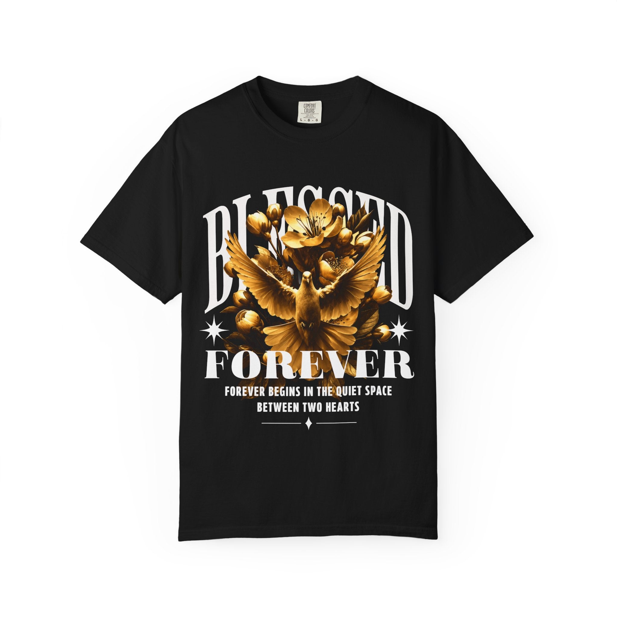 Blessed Forever™ Graphic T-Shirt — Gold Dove & Floral