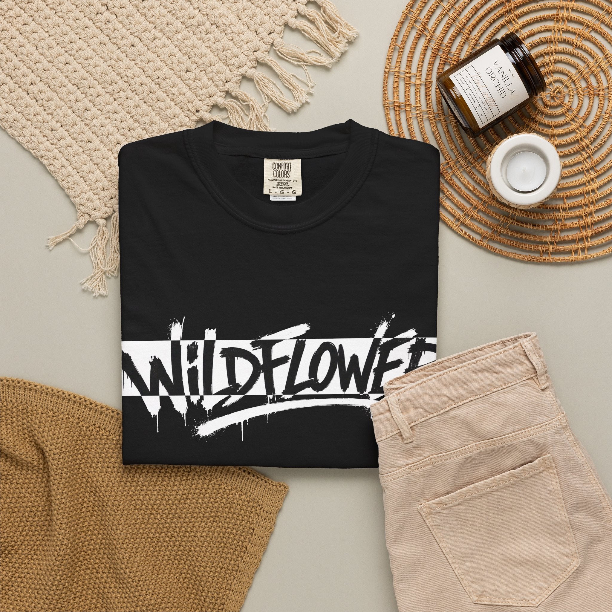 Wildflower T-Shirt — Botanical Graphic Tee with Butterflies