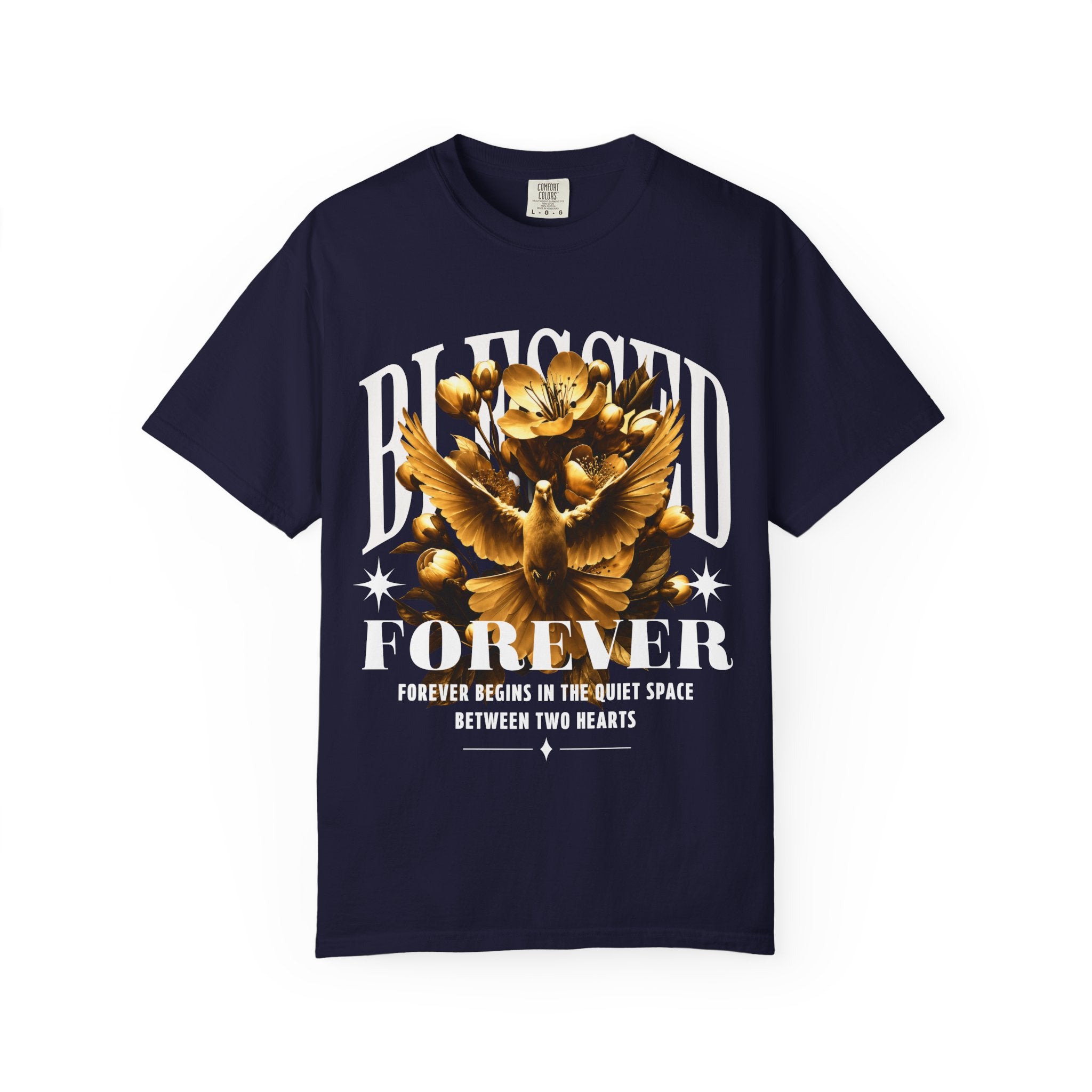 Blessed Forever™ Graphic T-Shirt — Gold Dove & Floral