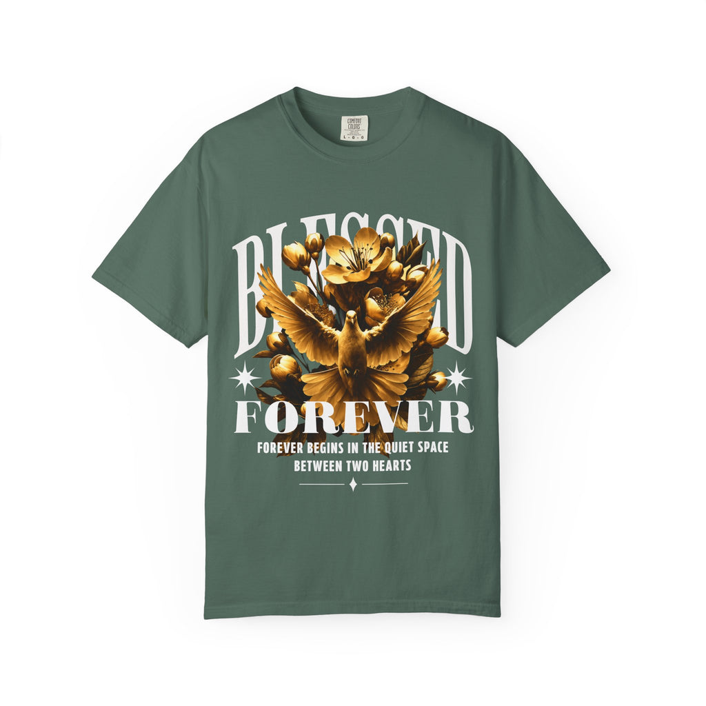 Blessed Forever™ Graphic T-Shirt — Gold Dove & Floral