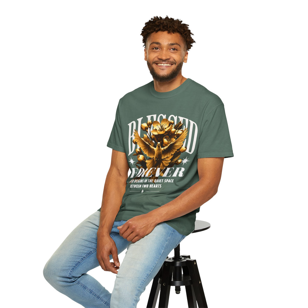 Blessed Forever™ Graphic T-Shirt — Gold Dove & Floral