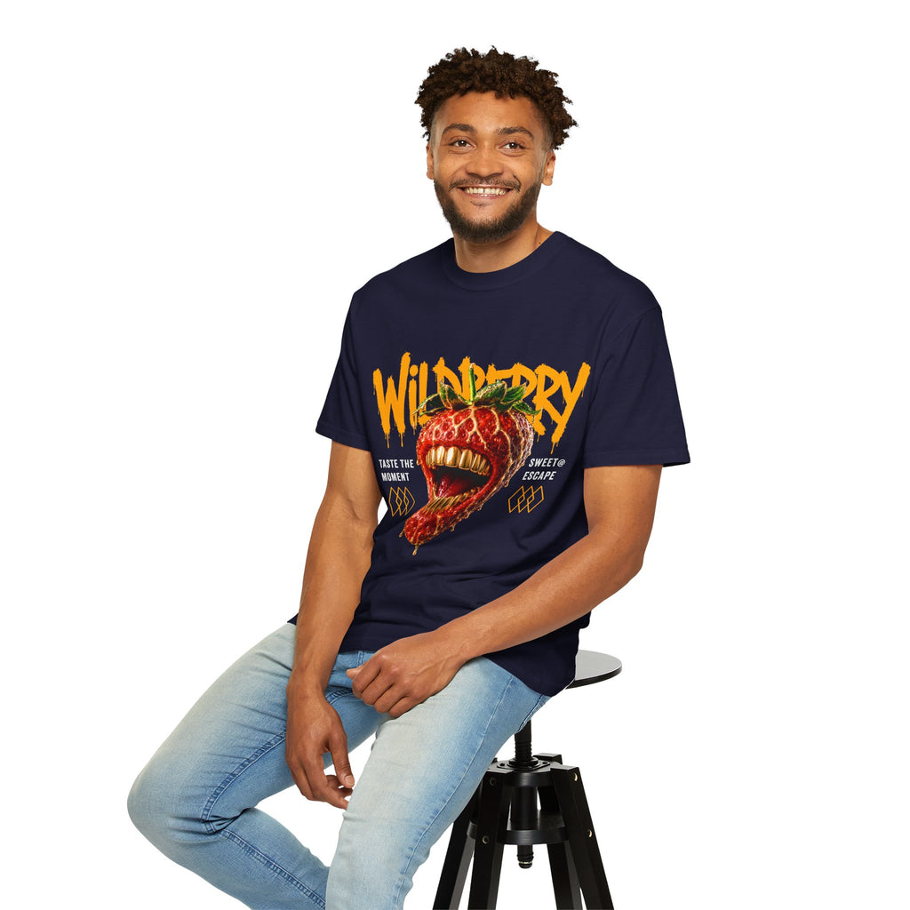 WildBerry Graphic T-Shirt — Wild Strawberry with Gold Teeth Streetwear Tee