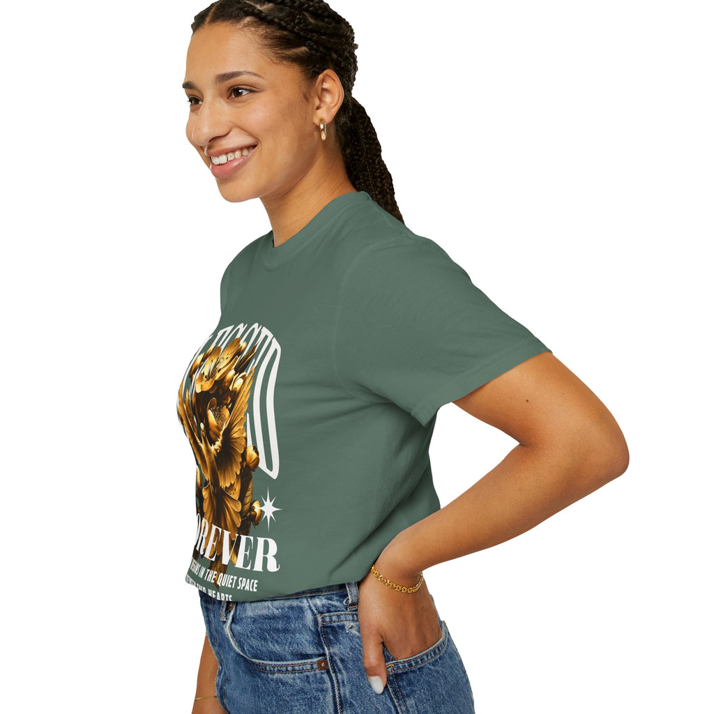 Blessed Forever™ Graphic T-Shirt — Gold Dove & Floral