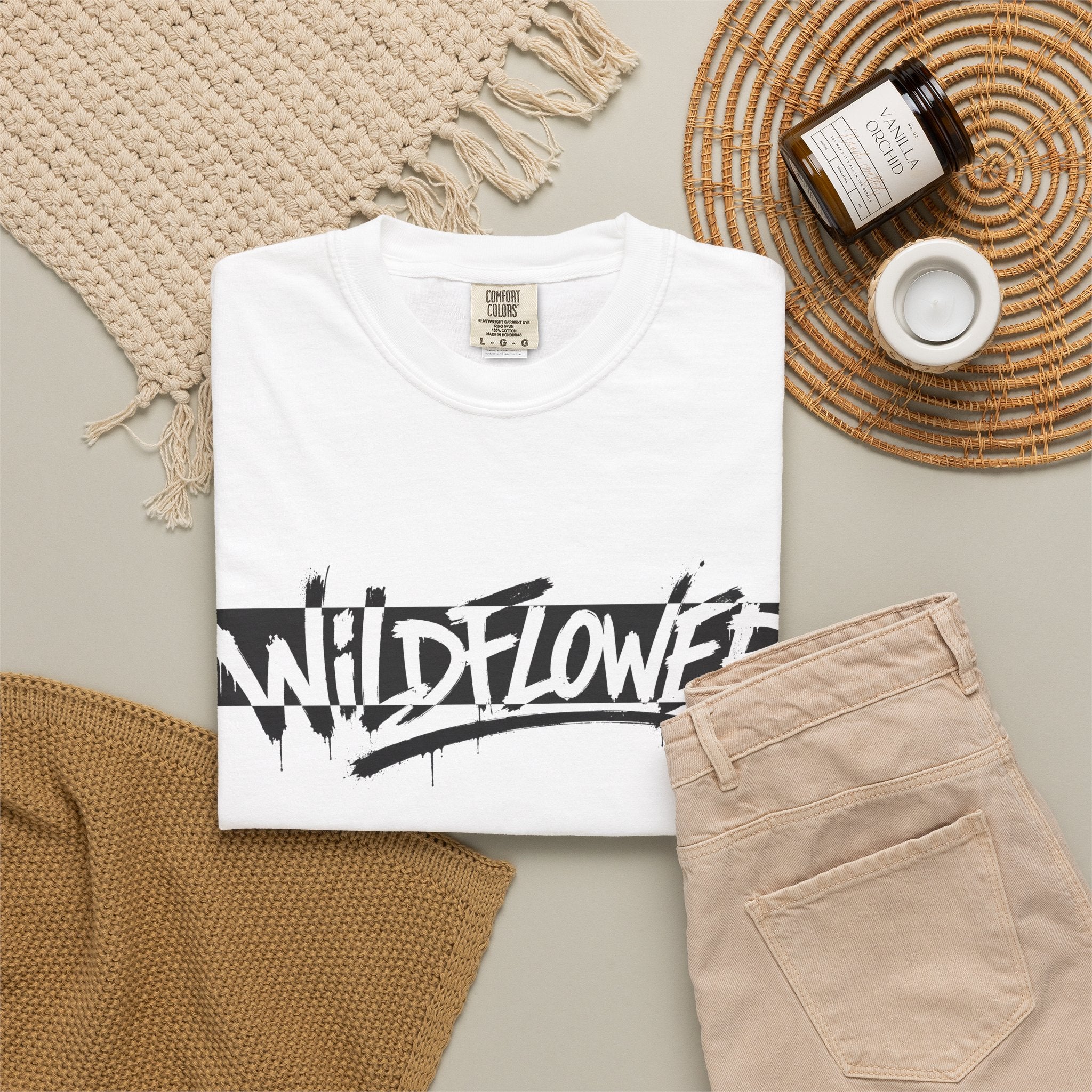Wildflower Graphic T-Shirt — Floral Streetwear Tee with Script Logo
