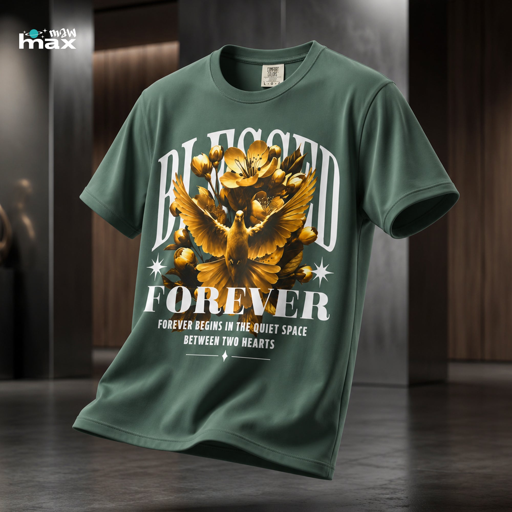 Blessed Forever™ Graphic T-Shirt — Gold Dove & Floral