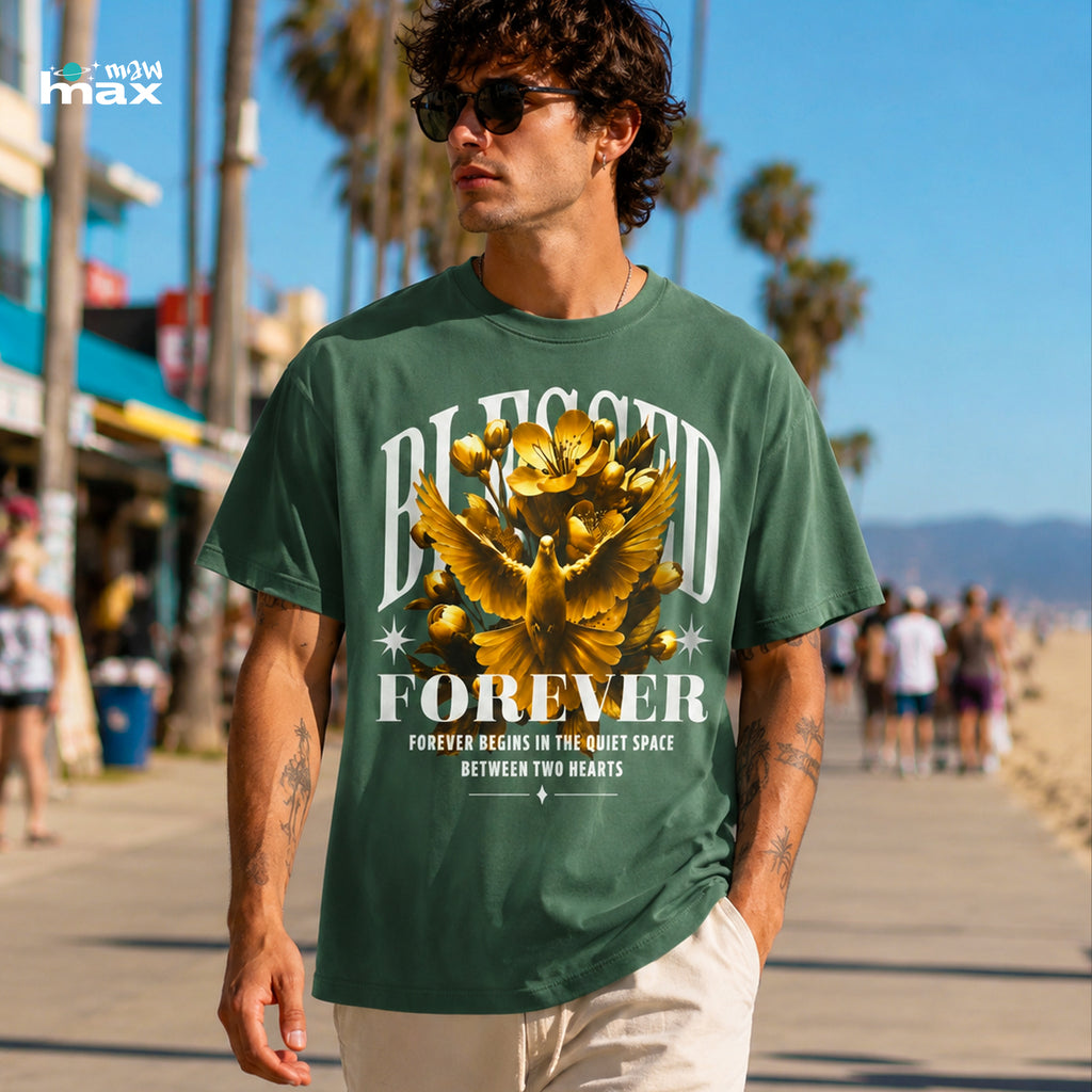 Blessed Forever™ Graphic T-Shirt — Gold Dove & Floral