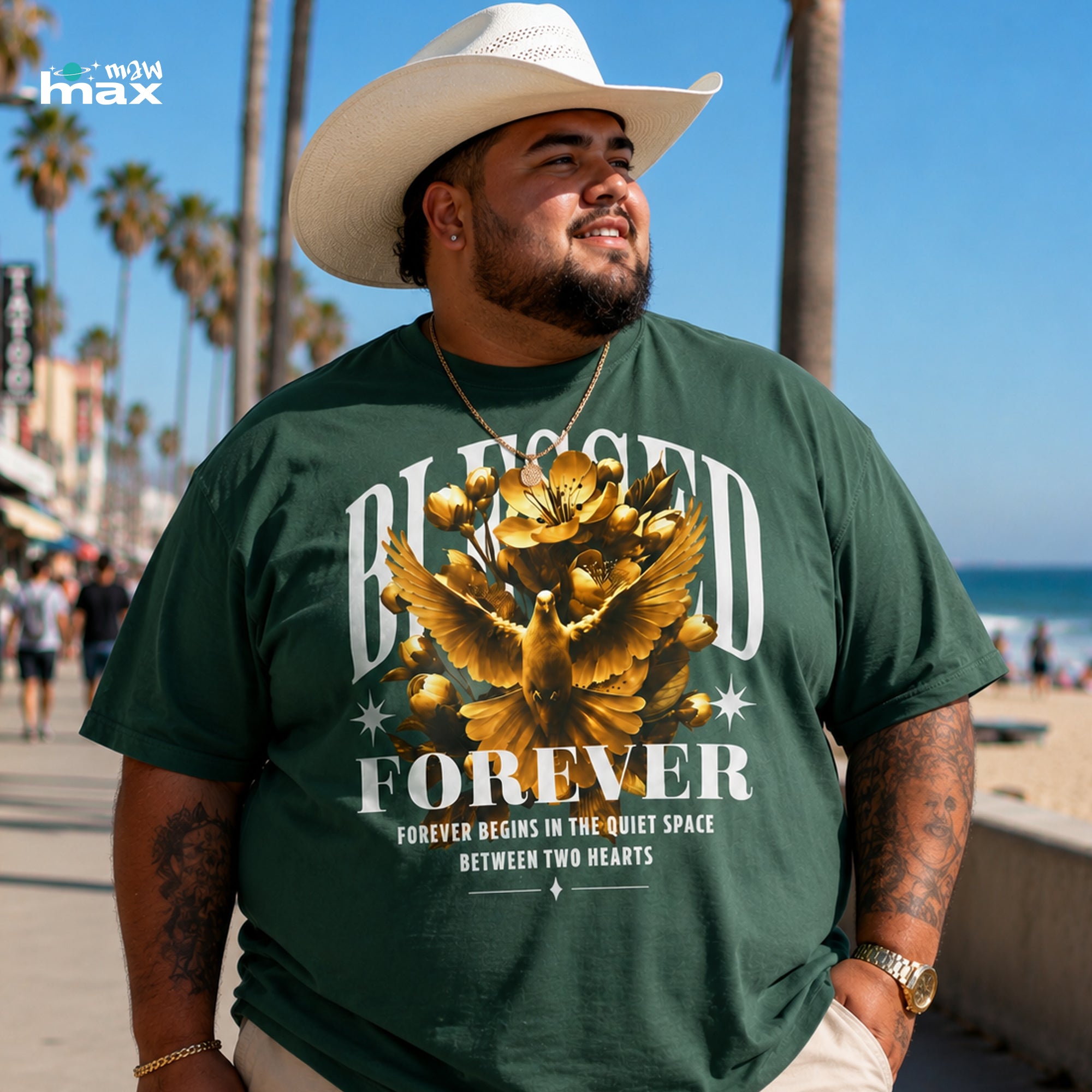Blessed Forever™ Graphic T-Shirt — Gold Dove & Floral