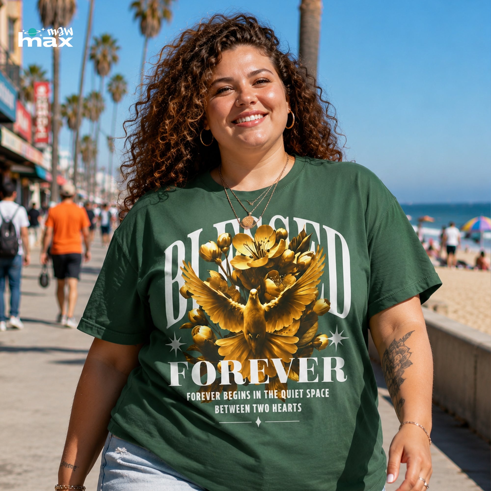 Blessed Forever™ Graphic T-Shirt — Gold Dove & Floral