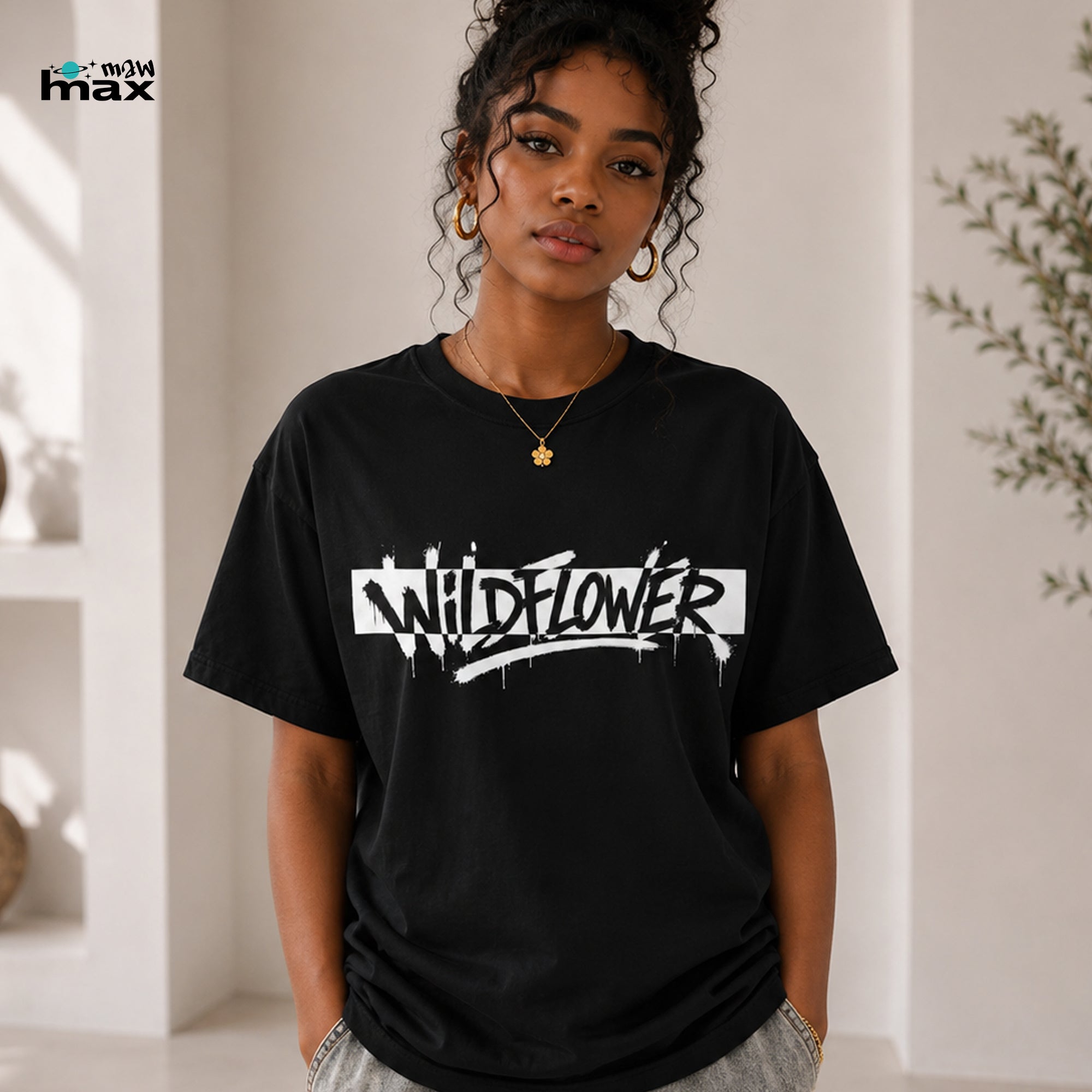 Wildflower T-Shirt — Botanical Graphic Tee with Butterflies