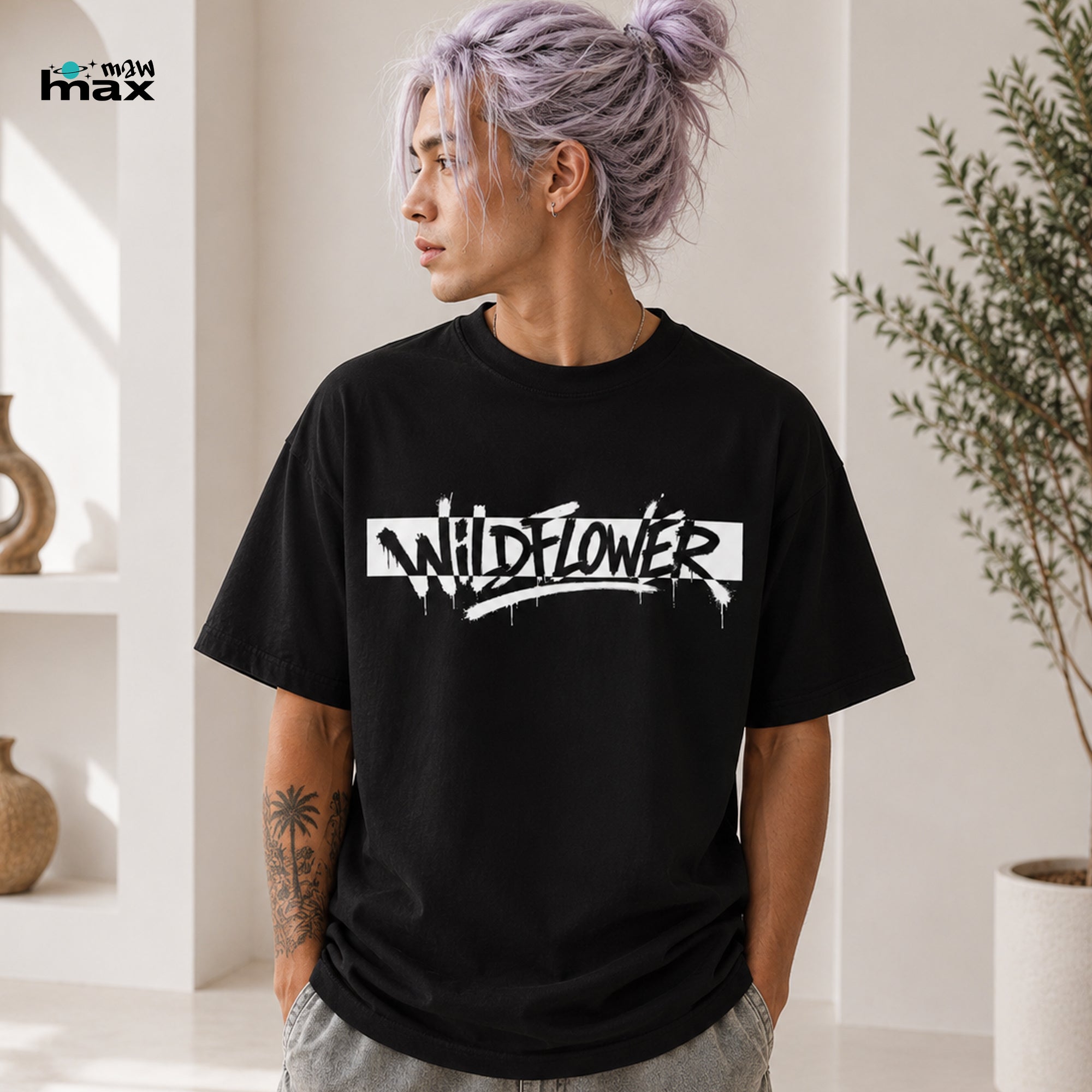 Wildflower T-Shirt — Botanical Graphic Tee with Butterflies