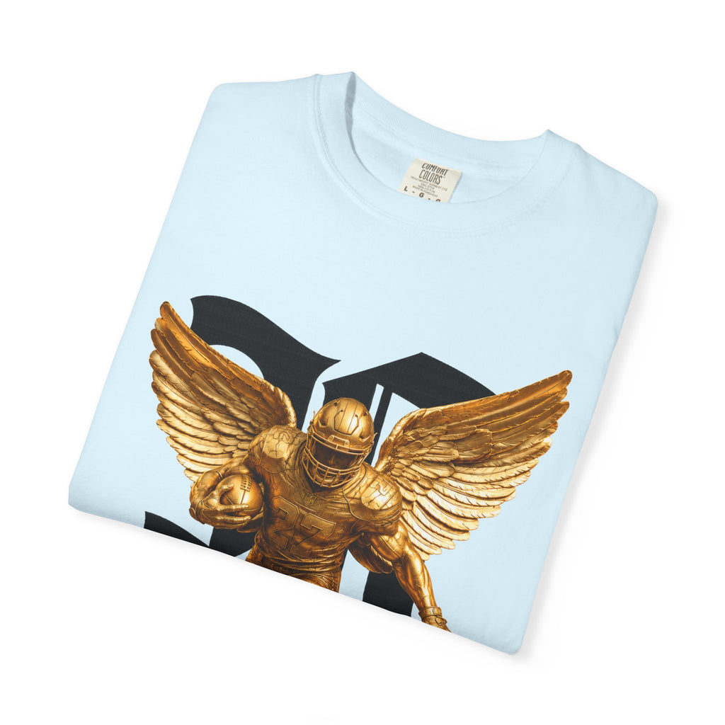 Wings of Glory™ Champion Spirit T-Shirt — Gold Winged Football Warrior Graphic