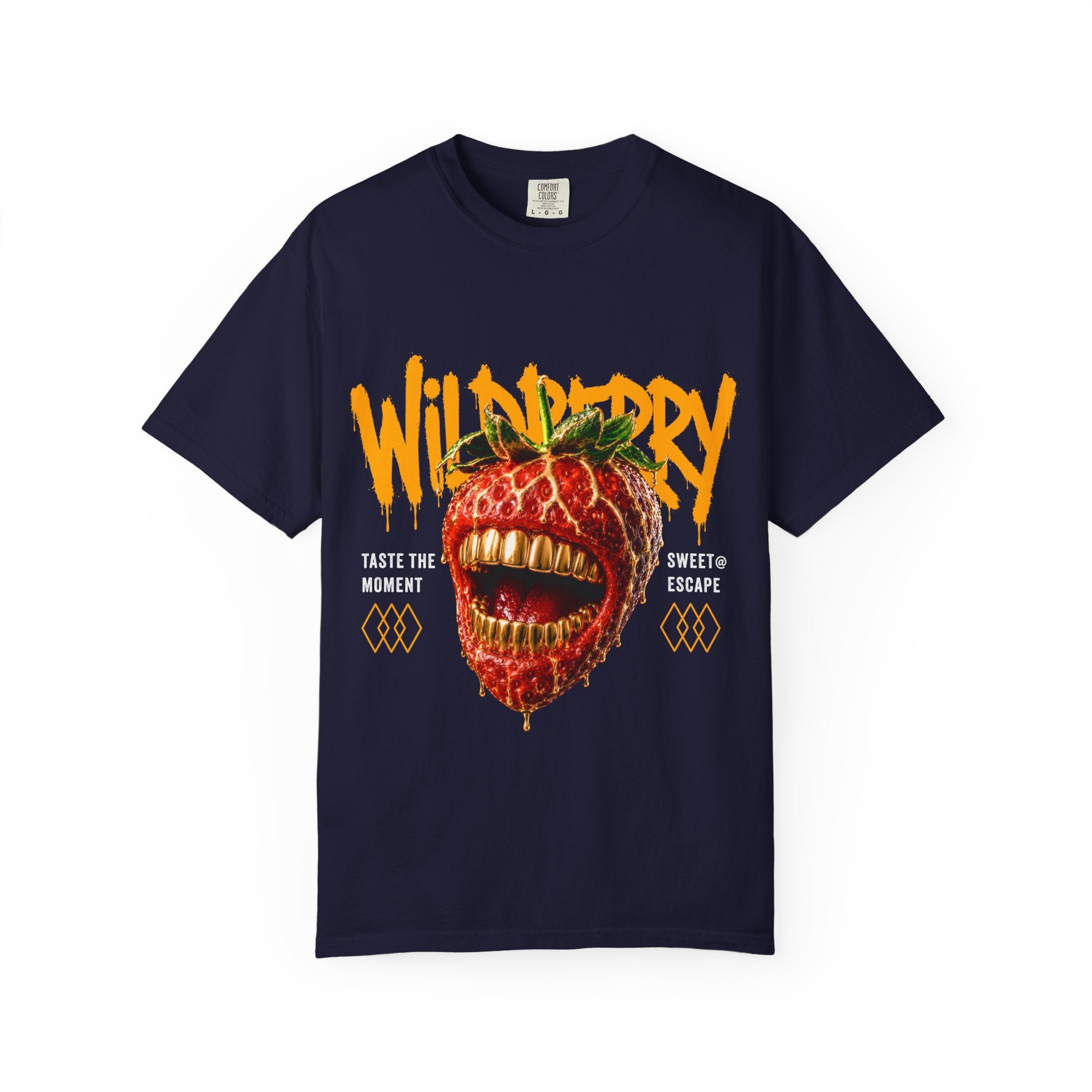 WildBerry Graphic T-Shirt — Wild Strawberry with Gold Teeth Streetwear Tee
